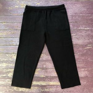 Zara Knit Cropped Pull On Pants Size L Black High Rise Straight Leg Lagenlook
